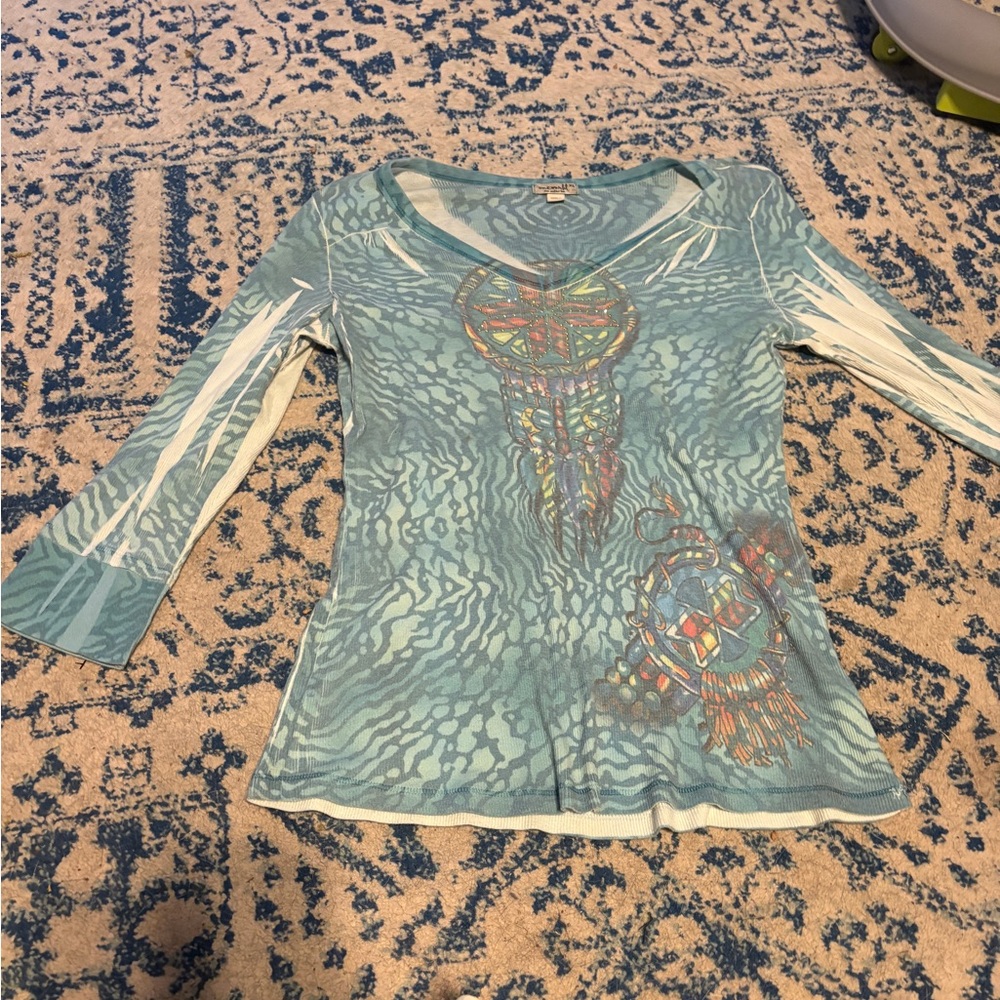 Y2K Aqua Dreamcatcher Long Sleeve Tee